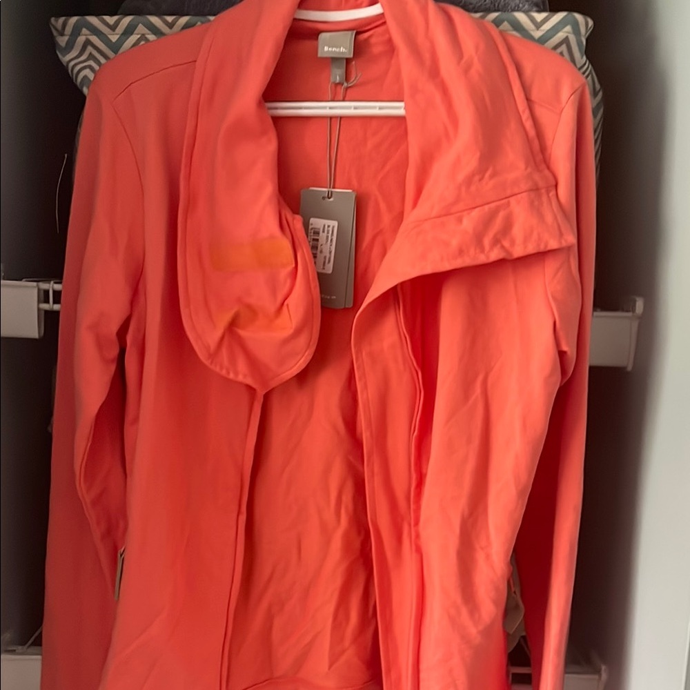 Bench Coral Orange Blazer with Draped Collar